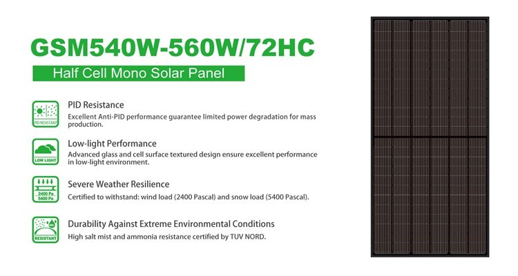 czarny panel słoneczny 550w 560w 570w mono