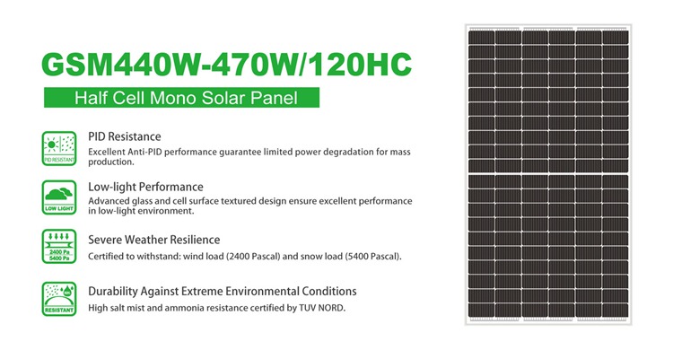 mono panel słoneczny 440w 450w 460w 470w