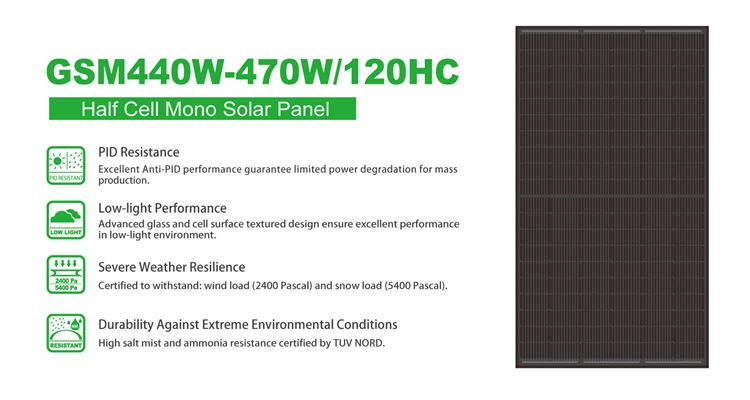 cały czarny panel słoneczny 440w 450w 460w 500w