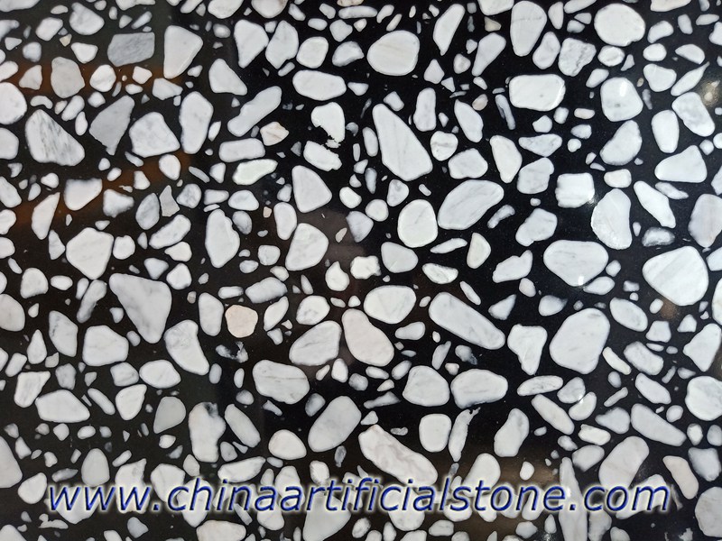 Duże białe kruszywo brukowe Czarne sztuczne płyty marmurowe
