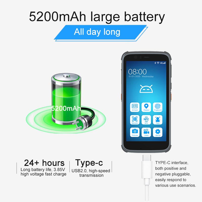 Duża bateria 4G Android czytnik linii papilarnych