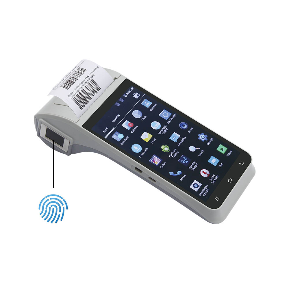 Dual Sim 4G Android 9.0 Biometryczny terminal MPOS linii papilarnych z drukarką
