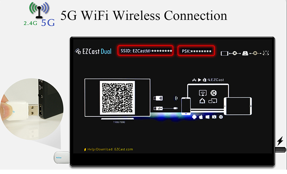 Bezprzewodowy 16-calowy przenośny monitor 5G wifi z ekranem dotykowym