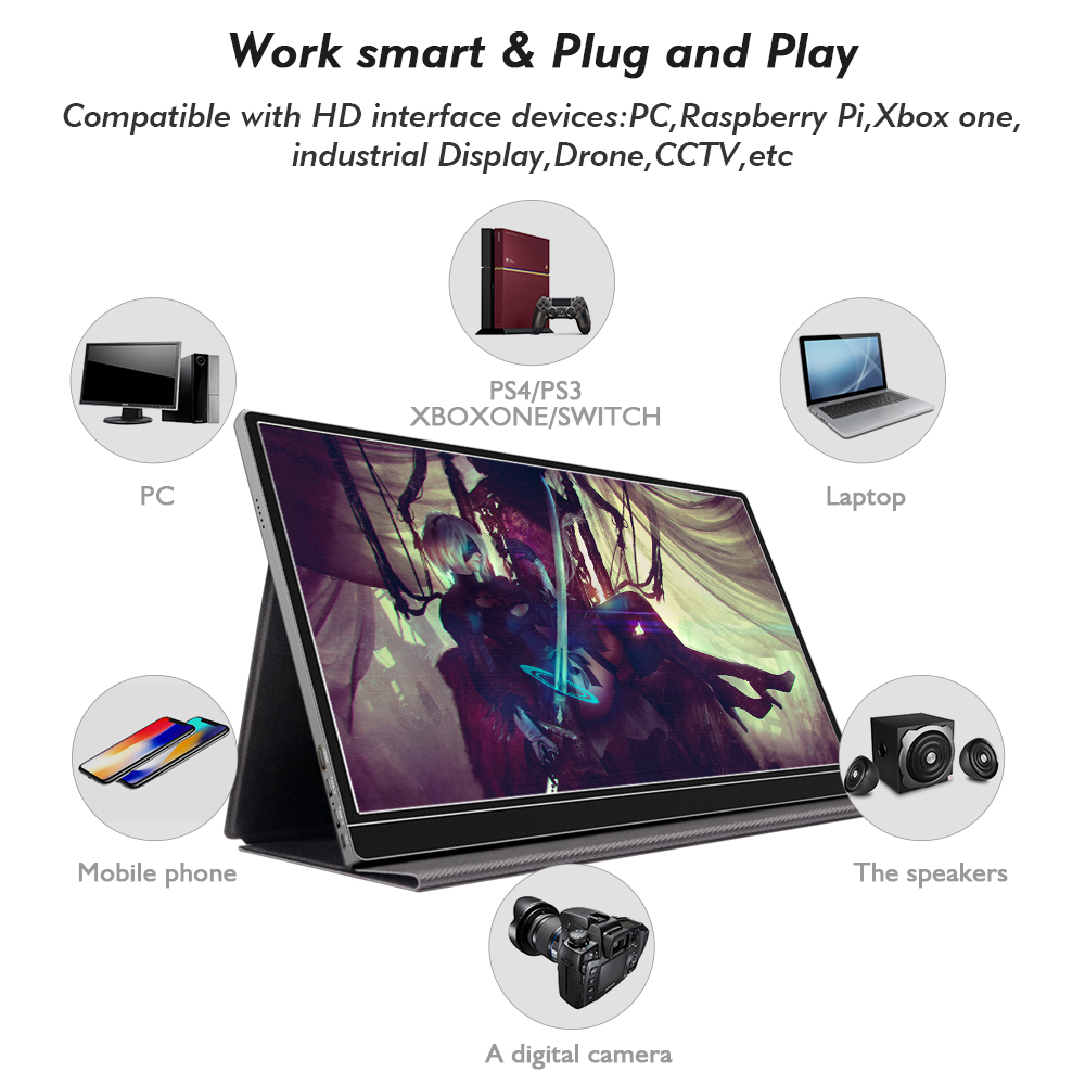 Przenośny monitor do gier o przekątnej 15,6 cala 4K ze 100% gamą kolorów do laptopa

