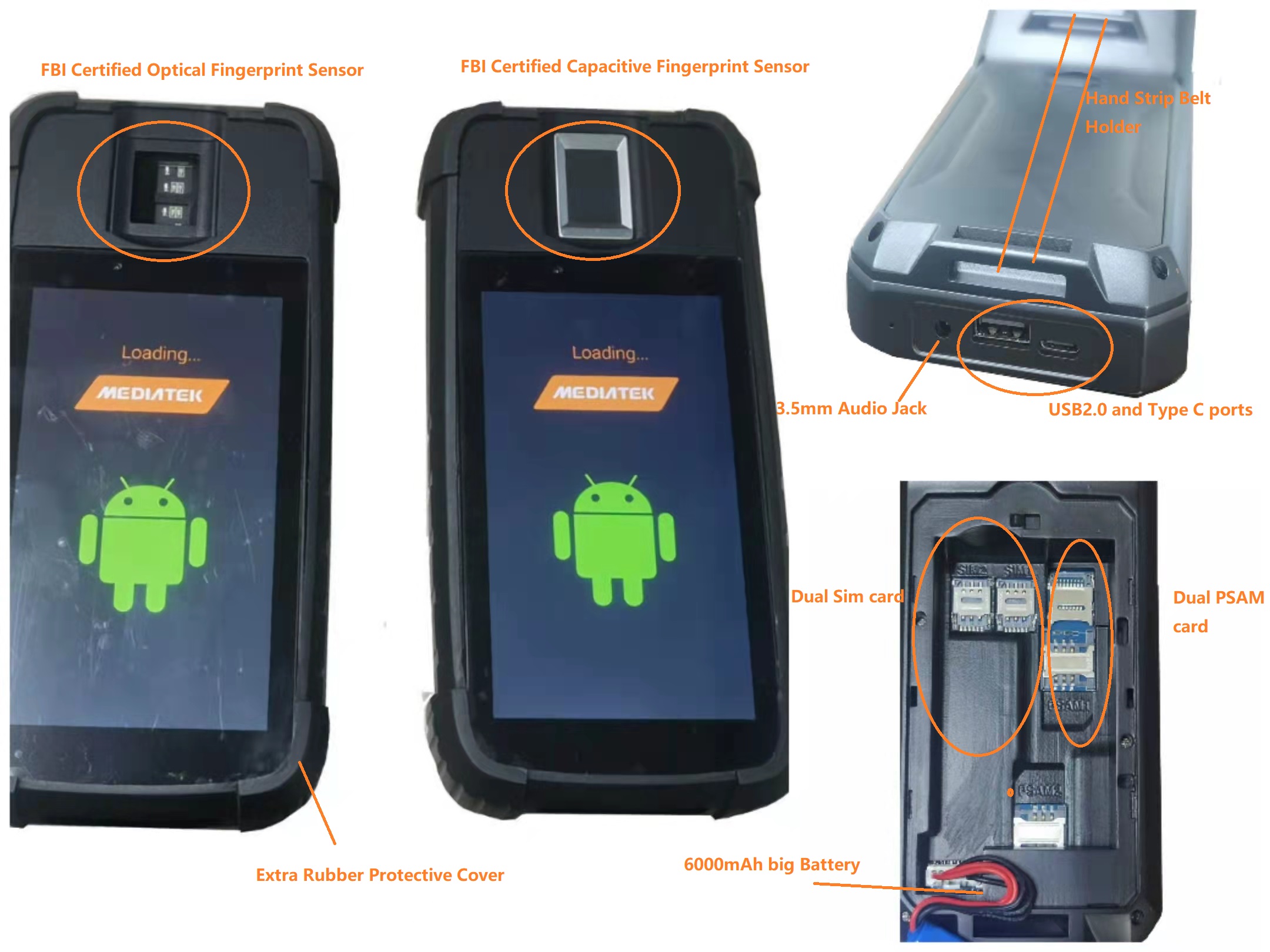 Android odcisków palców 4G Dual USB