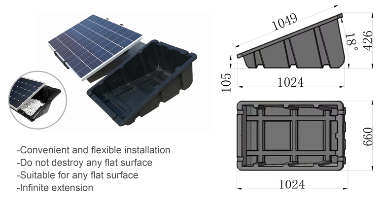 Plastikowy balastowany system mocowania dachu do paneli słonecznych