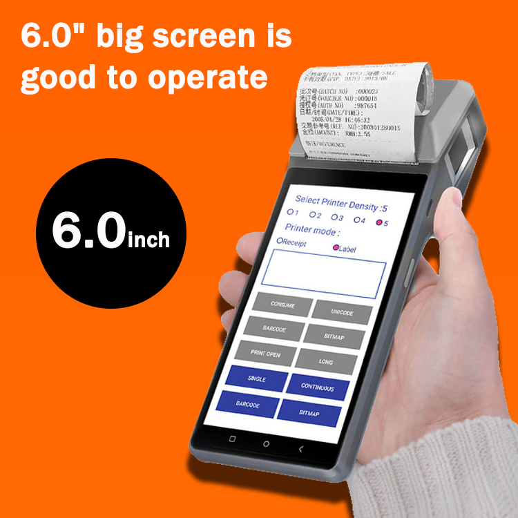6-calowa ręczna inteligentna maszyna POS NFC z drukarką termiczną 58 mm Z300
