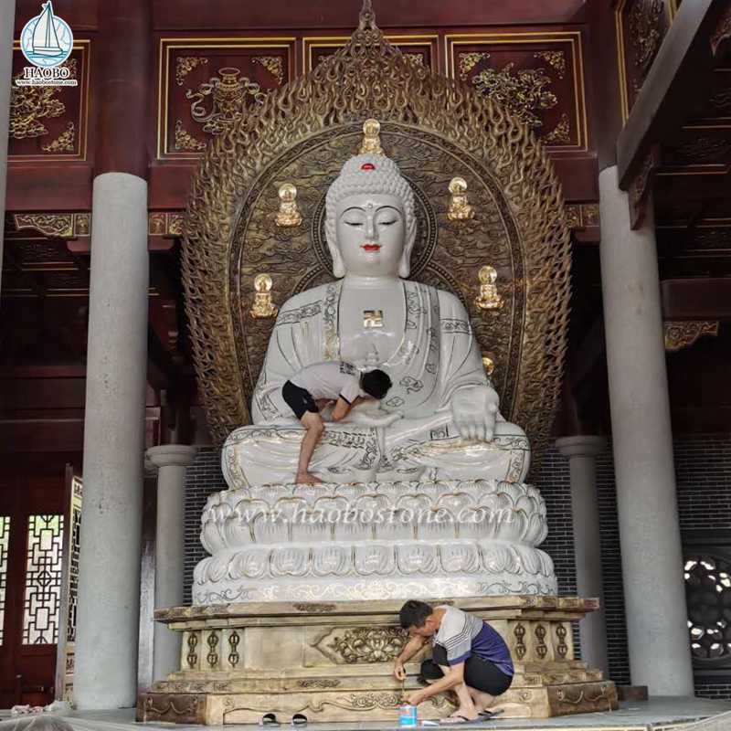 Rękodzieło z kamienia naturalnego Azjatycka religijna rzeźba Buddy
