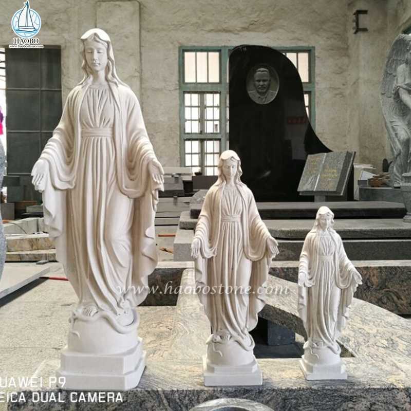 Posągi Maryi Dziewicy w stylu europejskim z beżowego marmuru
