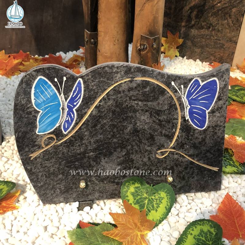 Bahama Blue Granite Butterfly Trawienie tablica nagrobna
