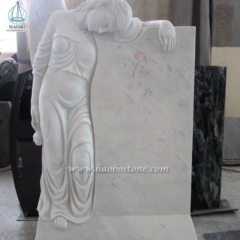 Chiny Han White Marble Heart Angel Rzeźbiony nagrobek
