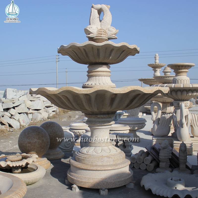Granitowa rzeźbiona fontanna wodna do dekoracji ogrodu
