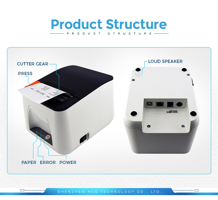 Wysokiej jakości termiczna drukarka pokwitowań z automatycznym wycinaniem 80 mm Desktop Ethernet POS HCC-POS890