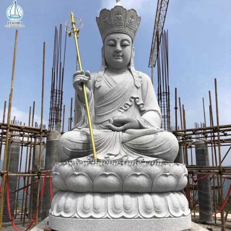 Naturalny kamień granitowy ręcznie rzeźbiona świątynia buddyjska statua
