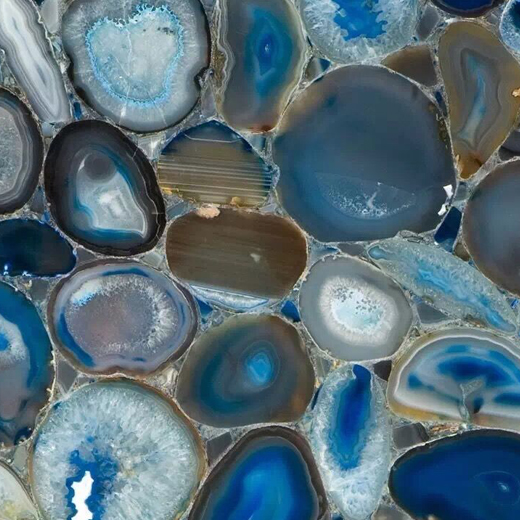 Półszlachetny kamień półszlachetny z niebieskiego agatu Półprzezroczysta płyta z onyksu na ścianę wewnętrzną
