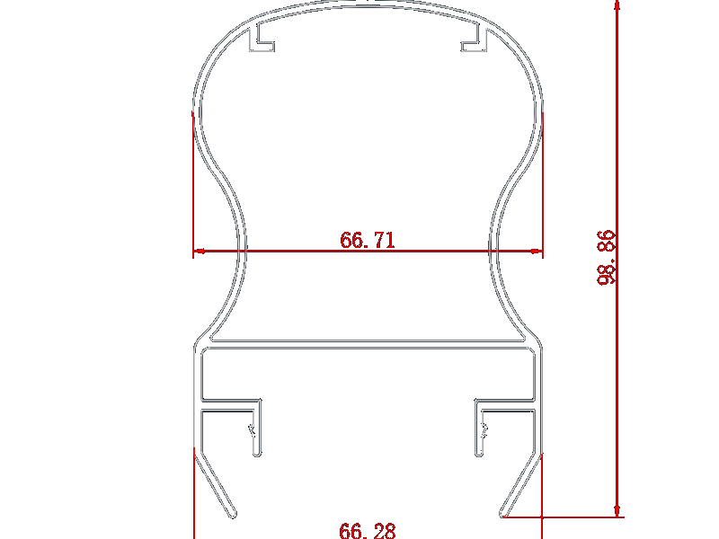 Rysunek przekroju 6063 aluminiowy profil wytłaczany do okien i drzwi
