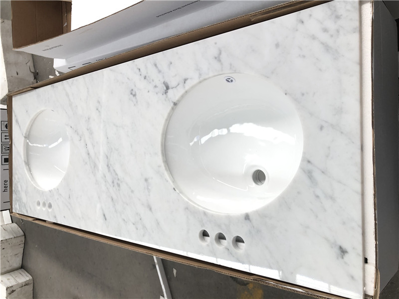 Prefabrykowane blaty toaletki Carrara Biały marmur

