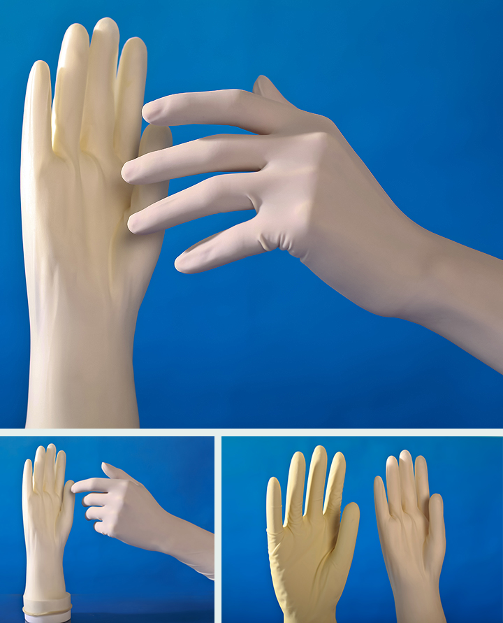 Jednorazowe sterylne lateksowe rękawiczki chirurgiczne bez pudru
