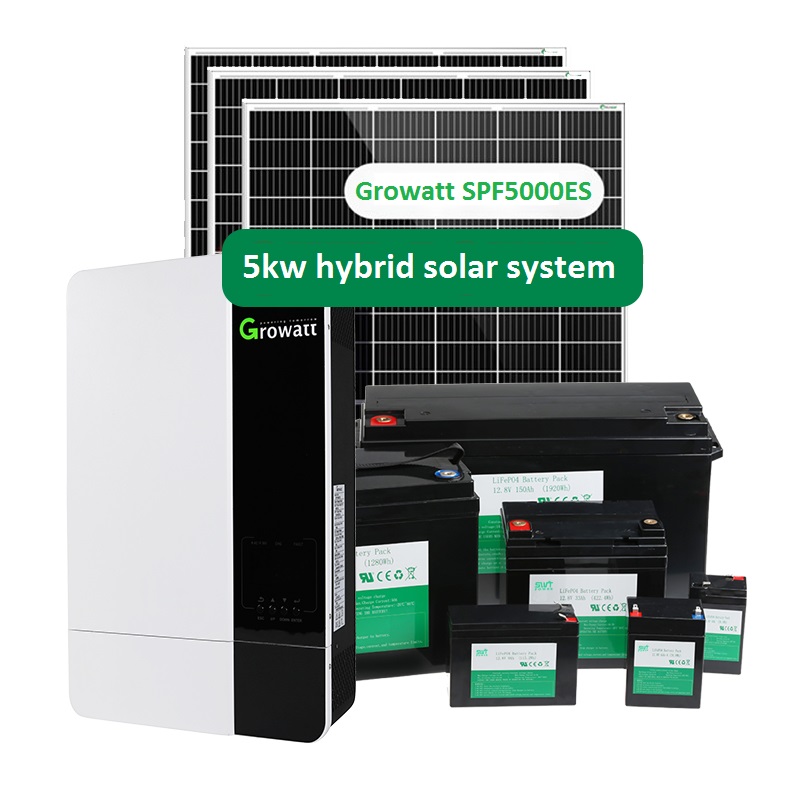 Growatt spfes 5kw inwerter hybrydowy wifi 5kw zestawy układów słonecznych z baterią litową BMS struktura paneli słonecznych system zasilania pv
