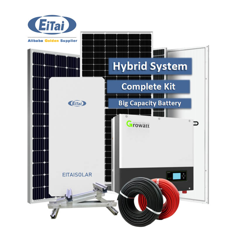 EITAI 10Kw Solar System Hybrid Growatt Inverter Jednofazowy zestaw Pv do domu z przechowywaniem baterii
