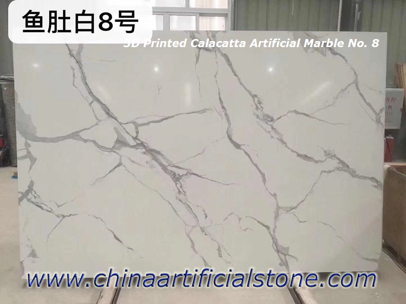 Drukowane w 3D białe sztuczne marmurowe płyty Calacatta
