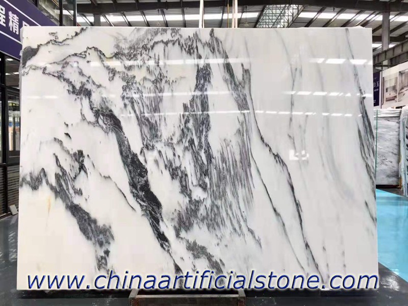 Chiny Płyty marmurowe z białym atramentem Białe z czarnymi żyłkami
