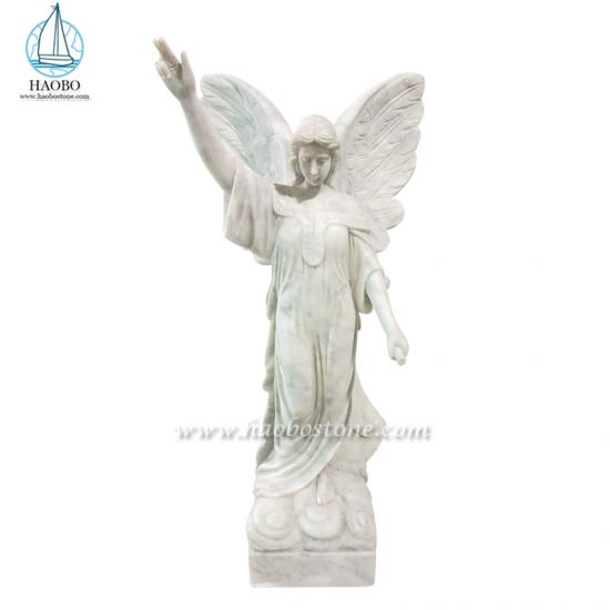 Rzeźba z białego marmuru z Carrary, ręcznie rzeźbiona, stojąca rzeźba anioła
