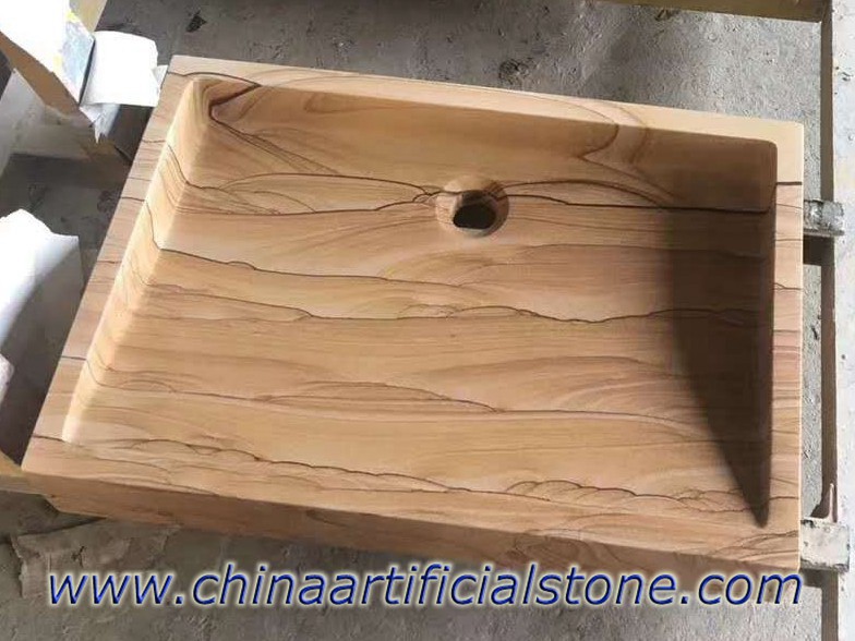 Zlewozmywaki drewniane z piaskowca 50x40x11cm

