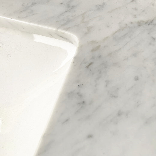 Cięcie na wymiar Łazienka Vanity Top Natural Stone Type Carrara White Marble Top z niestandardowym pakietem
