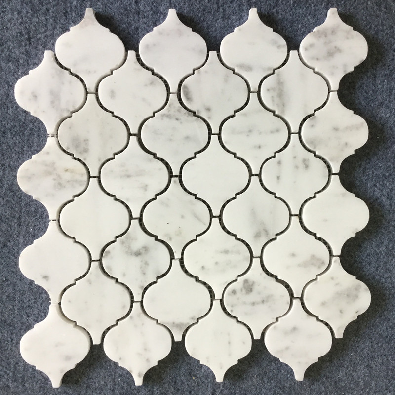 Arabeska Latarnia Matowa Biała Marmurowa Mozaika
