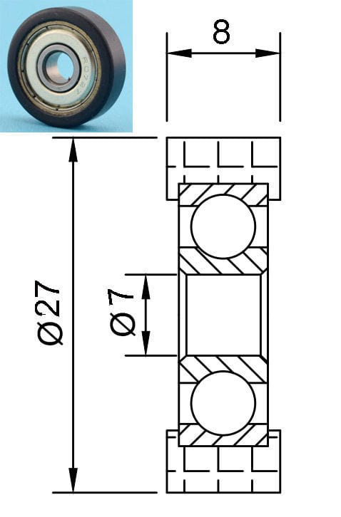 Rolka nylonowa 627zz