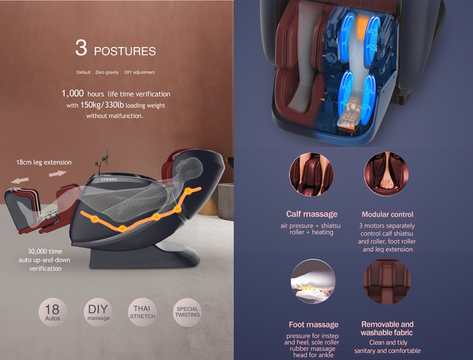 Wielofunkcyjny skórzany fotel do masażu Executive Zero Gravity 3D